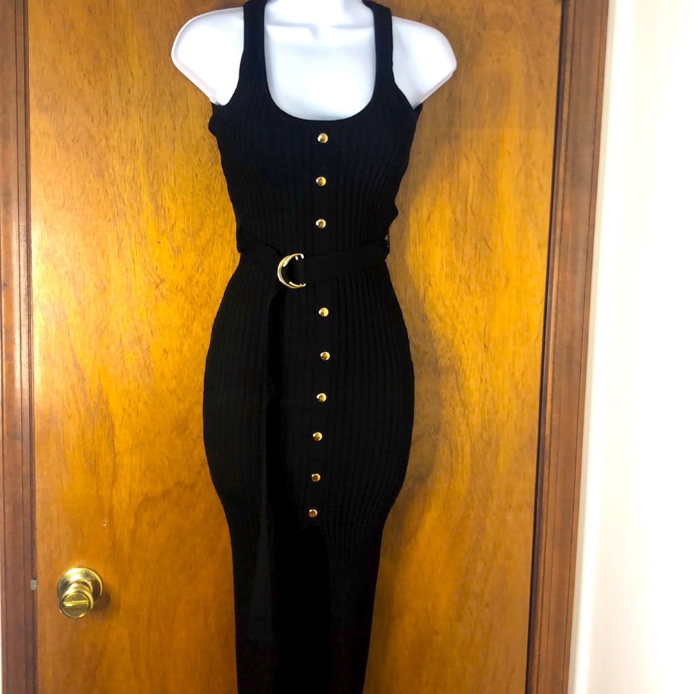 Black ribbed tank dress